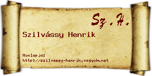 Szilvássy Henrik névjegykártya