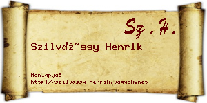 Szilvássy Henrik névjegykártya